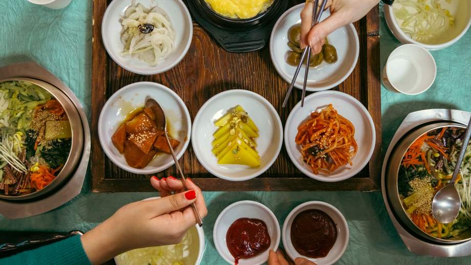 Korean banchan side dishes spread