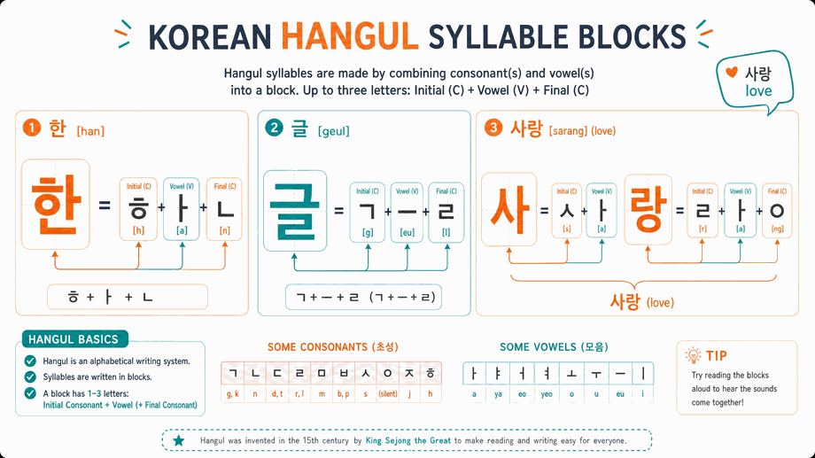 Korean Hangul Syllable Block Structure