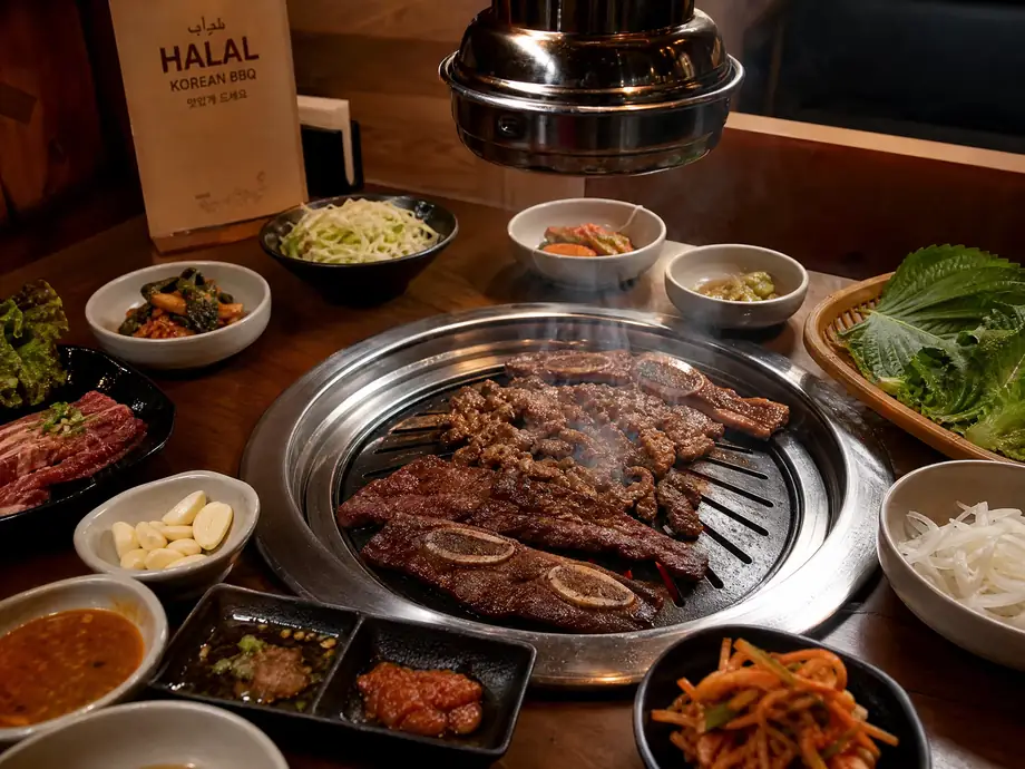 Halal Korean BBQ with beef galbi and bulgogi in Itaewon Seoul