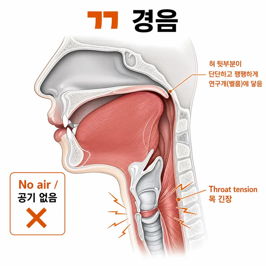 ㄲ 경음 혀 위치 다이어그램
